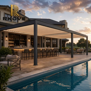 Pergola bioclimatique motorisée intelligente RKOVE RK-C3 en aluminium avec lames orientables, éclairage LED, imperméable, pour jardin extérieur, piscine, gazebo - Product Image 1