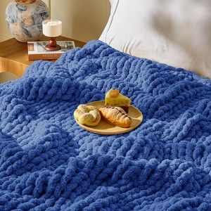 Factory Wholesale Thick <b>Polyester</b> Giant Colorful Fuzzy Chenille Chunky <b>Yarn</b> for Arm Knitting Chenille Blanket - Product Image 5