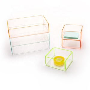 Giá Thấp Lưu Trữ Xếp Chồng Khay Rõ Ràng Acrylic Lưu Trữ Tray Với Cạnh Trong Màu Neon - Product Image 3