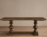 Ensemble de meubles de salle à manger de style vintage américain extensible de luxe pour 12 personnes, table rectangulaire en bois massif moderne, chaises