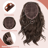 Queue de cheval synthétique blonde résistante à la chaleur, ondulée courte et bouclée, avec pince à griffes, extensions de cheveux pour femmes