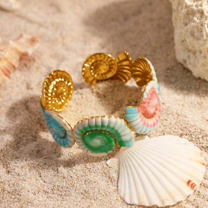 Ocean Theme Seashell Star Bracelet 18k Gold Plated Women's Jewelry <b>Beach</b> Fashion <b>Accessory</b> - Product Image 3