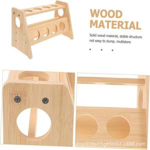 Étagère de rangement double couche en bois pour condiments de cuisine, porte-gobelets de comptoir, couleur bois naturel avec support - Product Image 4