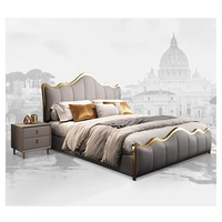 Lit de luxe moderne en cuir PU, canapé-lit modulaire inclinable, taille Queen/King, avec structure en acier, design luxueux pour la maison