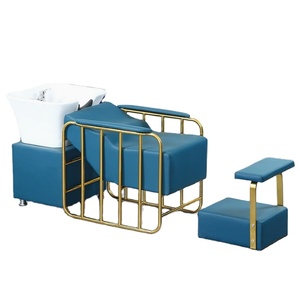 Sillón de Lavacabezas Moderno para Barbería con Lavabo Blanco, Cama de Belleza para Salón, Mueble para Lavado de Cabello - Product Image 1