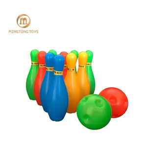 Wholesale kids sport game plastic colorful 10 mini pins baby bowling set toy with 2 balls