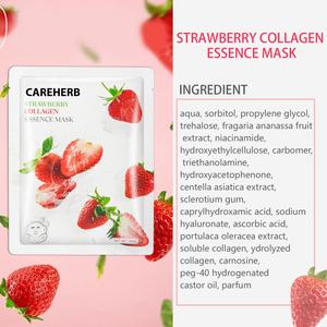 Masques faciaux coréens pour le soin de la peau, hydratants, apaisants, calmants, masque en feuille pour le visage à la fraise et au collagène - Product Image 2