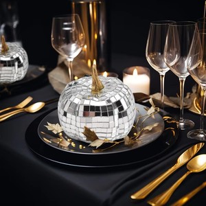 Halloween <b>Mirror</b> Glass Pumpkin Disco Ball Laser Reflective Pumpkin Model for Wedding KTV Bar Christmas Party Decor - Product Image 1