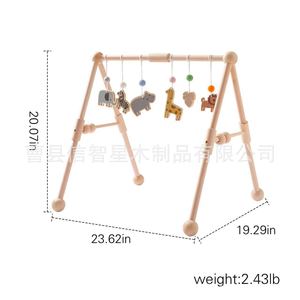 Wooden baby gym, baby grasping crochet <b>rainbow</b> pendant toy, solid <b>wood</b> newborn exercise gym. - Product Image 5