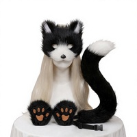 Costume d'Halloween : Queue de renard en peluche, oreilles de chat, masque de bête, gants en EVA – Ensemble de cosplay anime japonais pour jeux de rôle