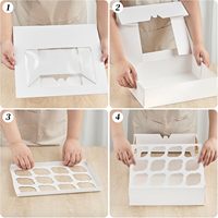 Boîtes à cupcakes de 12 unités, lot de 12 contenants à cupcakes blancs avec fenêtres et inserts, supports jetables pour cupcakes, friandises et pâtisseries