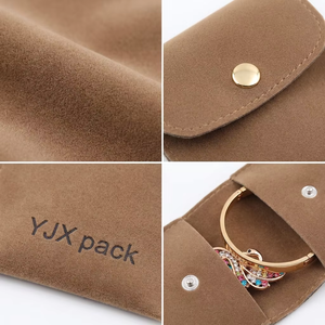 Bolsa de Joyería de Gamuza con Botón y Logotipo Personalizado, Bolsa Pequeña de Microfibra con Cierre de Solapa, Mini Bolsa para Joyas, Almacenamiento de Viaje, Regalo para YJX - Product Image 2
