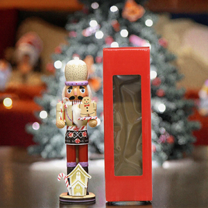 Décoration de Noël artisanale personnalisable, <span class=keywords><strong>casse</strong></span>-<span class=keywords><strong>noisette</strong></span> <span class=keywords><strong>en</strong></span> <span class=keywords><strong>bois</strong></span> de 36 cm, couronne, détails peints à la main, écologique - Product Image 3