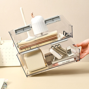 Transparent Desktop Storage <b>Box</b> Stackable Organizer For Office Desk Stationery Cosmetic <b>Makeup</b> Holder Large Size 2L Capacity - Product Image 4