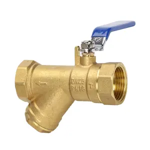 BSP 1/2" 3/4" 1" 1-1/4" 1-1/2" 2" Female Inline Y Mesh Strainer Threads Filter Brass filter valve With the handle