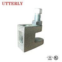 Pince de fixation pour poutre en I à large ouverture QT450 en acier au carbone, homologuée UL FM, à base plate, haute résistance, pour montage supérieur et inférieur