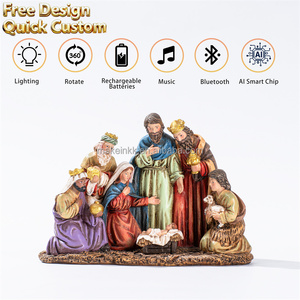 Figurine de la Nativité en résine peinte à la main, décoration de Noël festive, ornement de bureau, village de Noël - Product Image 2