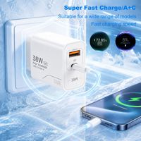 Tête de charge rapide PD 38W multi-ports Type C pour Android, chargeur mural Gold Label