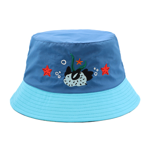 Chapeau de soleil pliable à large bord bleu, protection solaire, séchage rapide, réversible, avec broderie personnalisée, faible MOQ, vente en gros - Product Image 2