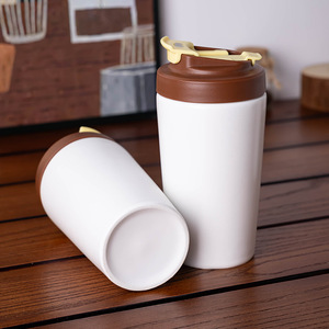 Taza creativa de cerámica con tapa para café, uso doméstico, color sólido, taza individual, procesamiento personalizado - Product Image 2