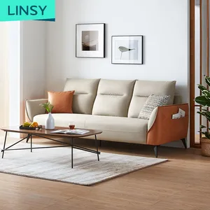 Linsy أفضل بيع كبيرة جديد الحديثة 3 مقاعد أريكة قماش الأبعاد أثاث غرفة المعيشة أريكة بالجملة S098