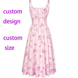 All'ingrosso <span class=keywords><strong>donna</strong></span> elegante abito da sole vittoriano Casual senza maniche senza spalline <span class=keywords><strong>abiti</strong></span> floreali per feste estive - Product Image 2