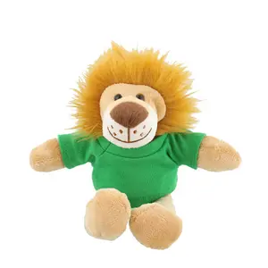 2024 निर्माता थोक कस्टम मिनी प्यारा शेर प्लग खिलौना 15 सेमी 20 सेमी शेर पालतू जानवर अनुकूलित टी-शर्ट के साथ जानवर