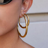 Boucles d'oreilles créoles rondes Gaovo classiques en acier inoxydable plaqué or 14K, 40mm et 65mm, géométriques, creuses, polies, simples et élégantes pour femme