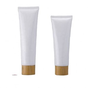 Envase Cosmético en Tubo Exprimible para Limpiador Facial y Mascarilla, Plástico PE con Tapa de Bambú Blanca, Tamaños de 50g-150g, Cuidado de la Piel - Product Image 2