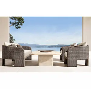 China factory direct sales new outdoor luxury garden modern rattan furniture garden sofa 4 pieces patio sofa set