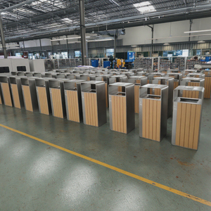 Hiện Đại Thép Không Gỉ Với Bằng Gỗ Chất Thải Bin Ngoài Trời Container Với Gạt Tàn Cho Đường Phố Tái Chế Thùng Rác Có Thể - Product Image 6