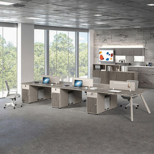 Conjunto de <span class=keywords><strong>Mesa</strong></span> de Oficina Modular Convertible Moderna de Madera y <span class=keywords><strong>Mesa</strong></span> Auxiliar con Funciones Extensibles - Product Image 2