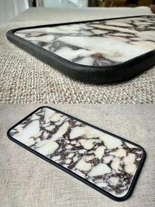 TMZ Luxury Oval Calacatta Violet Marble Serving Tray Customizable ODM/OEM Logo <b>Shower</b> Decorative <b>Storage</b> with Elegant Design - Product Image 2