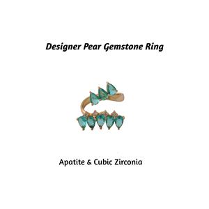 Exclusive Apatite & <b>Cubic</b> <b>Zirconia</b> Gemstone <b>Ring</b> Handmade Adjustable Natural Green Gemstone Jewelry Gold Plated Gemstone Jewelry - Product Image 2