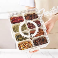 Boîte à collation empilable portable à 8 compartiments en plastique transparent Plateau de service divisé avec couvercle et poignée