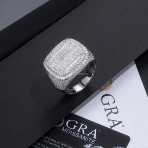 Hip Hop Iced 925 Silver VVS Moissanite GRA Rapper <span class=keywords><strong>Tester</strong></span> 5 Rows Dazzling Sparkly <span class=keywords><strong>Eternity</strong></span> Band Ring para hombres Pass Diamond <span class=keywords><strong>Tester</strong></span> - Product Image 4