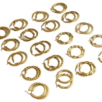 Boucles d'oreilles géométriques plaquées or 18 carats en acier inoxydable texturé, bijoux de mode pour femmes, ne ternissent pas, vente en gros, best-seller