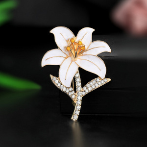 水钻别针奢华中式牡丹花3D金属电镀软搪瓷油滴胸针 - Product Image 6