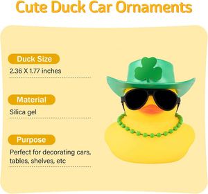 Canards en caoutchouc portables promotionnels en gros pour la Saint-Patrick, décorations, cadeaux de fête, fournitures, trèfles verts porte-bonheur, chapeaux, voitures - Product Image 2
