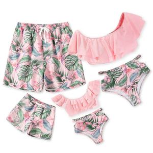 Maillots de bain de luxe personnalisés, vêtements de plage, imprimé feuilles, ensemble familial, bikini à bretelles, ensemble deux pièces pour femmes, maillot de bain - Product Image 2