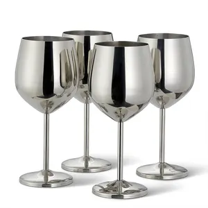 Goblet Colored Wine Cup Glasses LOW MOQ Stainless Steel Wedding Metal No Plastic Modern Polished Shatterproof Red