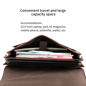 Dujiang Genuine Leather <b>Briefcase</b> Men's Business Bag Crazy Horse Leather Brown Luxury Commuting Travel Handbag - Product Image 2