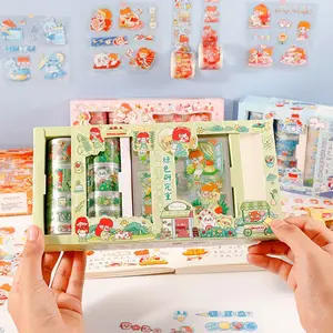 Kawaii karikatür sevimli Washi bant çıkartmalar Set dekoratif çıkartmalar evcil hayvan bandı kore sabit SuppliesDIY estetik maskeleme Sticker