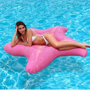Sea-Themed Starfish-Shaped Foldable <b>Inflatable</b> PVC Floating Mat 55.11inch Pink Color <b>Large</b> Custom Logo for Adults Summer Use - Product Image 2
