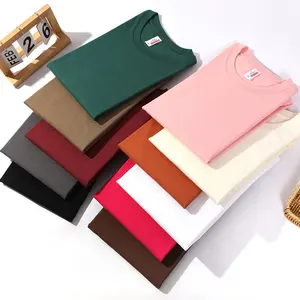 Herren T-Shirt aus Schwere Baumwolle hochwertiges individuelles Logo-Design einfarbig übergroß fallende Schulter Rippe O-Ausschnitt Herren-T-Shirts