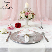 ANNIELU Serviettes Blanches avec Bordure Festonnée Rose, Toucher Coton Doux, Polyester Filé, Réutilisables, Anti-Plis, pour Mariages et Banquets