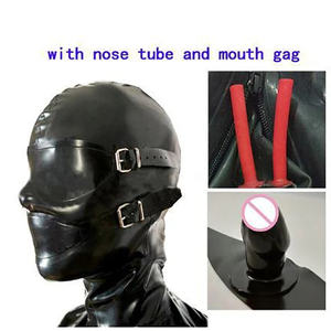 Masker tudung lateks dengan penutup mata dan mulut dewasa, masker karet ritsleting wajah penuh - Product Image 2