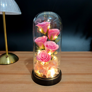 Roses réalistes sous cloche en verre, cadeaux <span class=keywords><strong>pour</strong></span> la Saint-Valentin Qixi, décoration intérieure, roses éternelles, fleurs préservées - Product Image 3