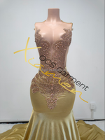 Ocstrade-Robe de bal en or rose pour filles noires, robe de soirée sexy avec strass et sirène, robe de mariage, robe maxi de fête nuptiale