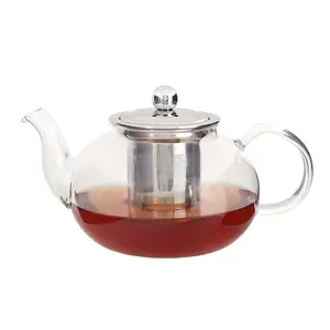 Handmade cao Borosilicate 800ml rõ ràng Glass ấm trà Set Tea Set Stovetop & lò vi sóng an toàn ấm trà thủy tinh với có thể tháo rời Infuser
